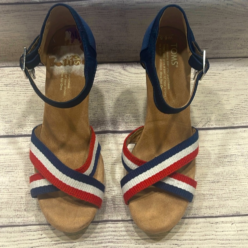 TOMS RED, WHITE & BLUE WEDGE